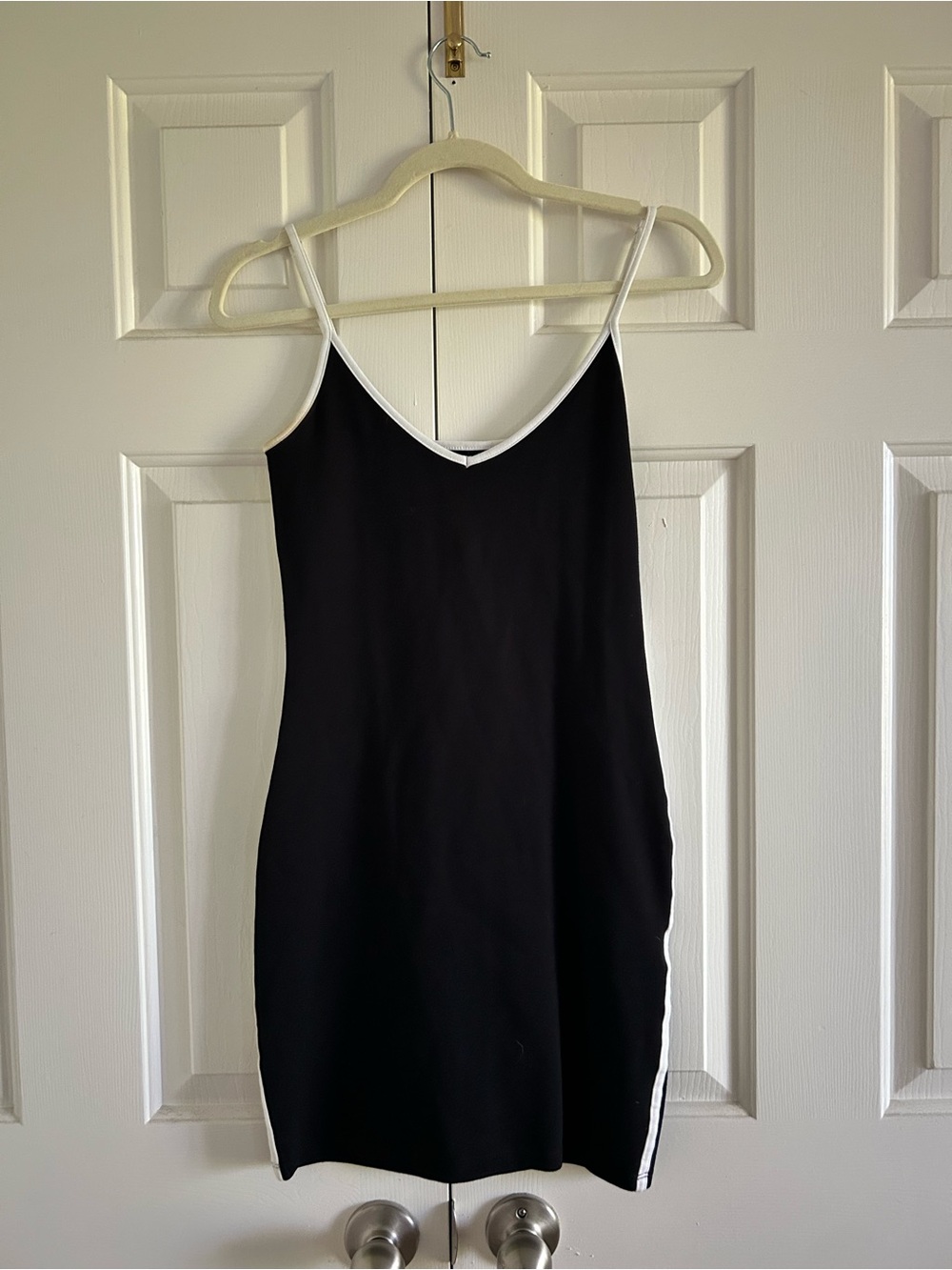 Black Bodycon Dress with White Trim